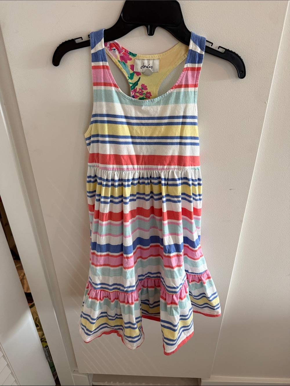 Joules Pastel Multi-Stripe Sleeveless Cotton Dress Size 9/134cm